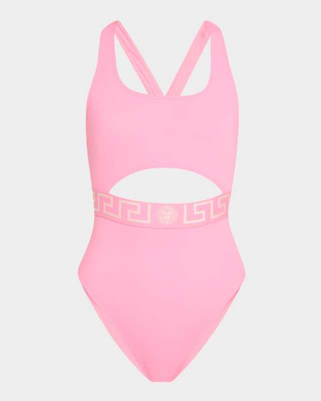 Greca Border Cutout One-Piece Swimsuit